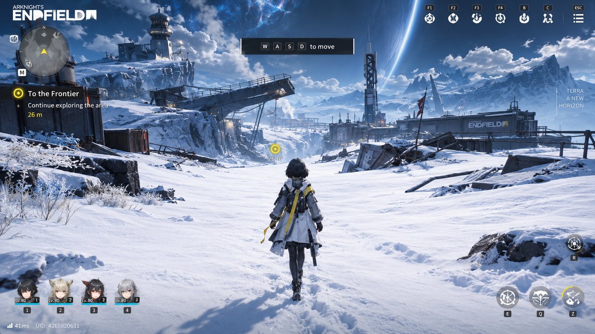 Arknights: Endfield gameplay — exploring a snow-covered frontier outpost