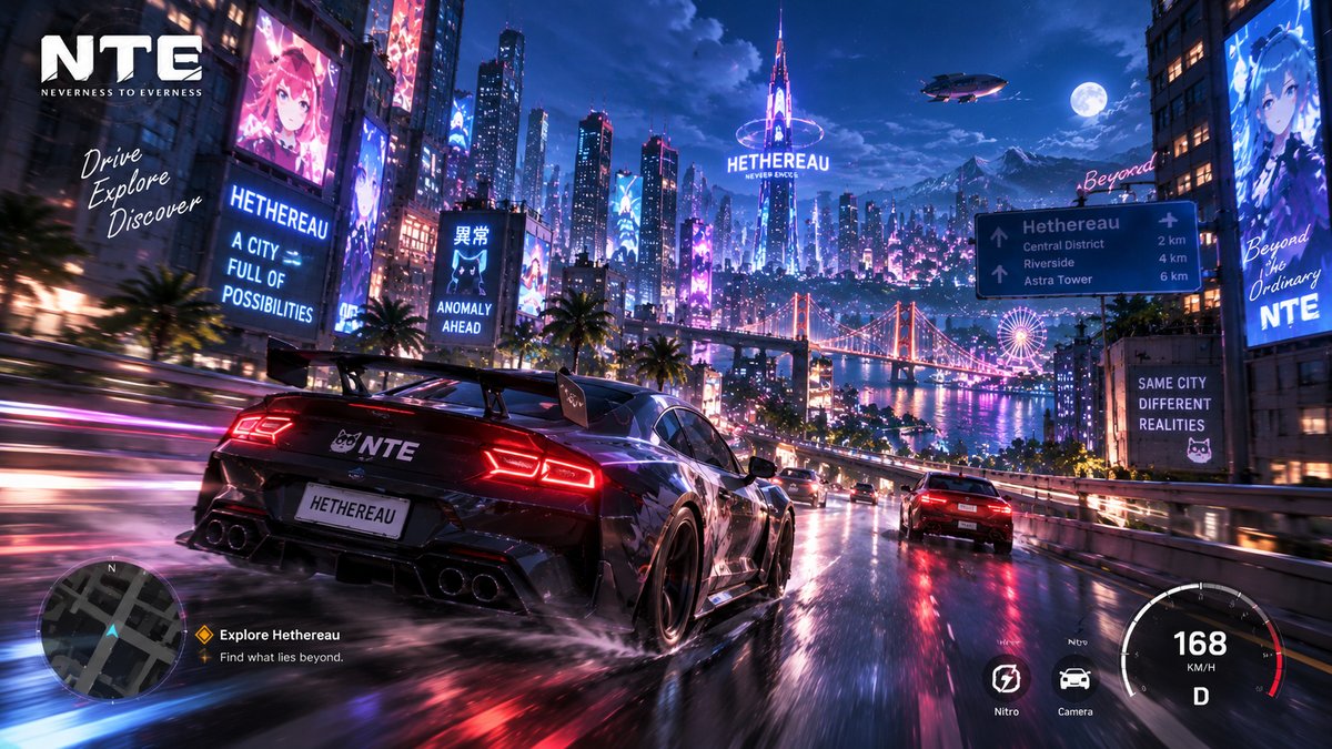 Neverness to Everness 4K vehicle driving gameplay screenshot in Hethereau